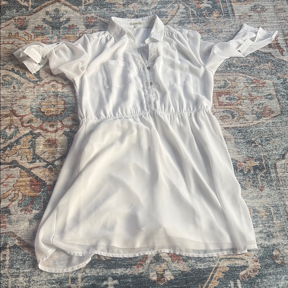 Charlotte Russe White Sheer Shirt Dress